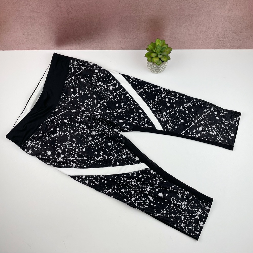 Danskin Now Black White Mesh Athletic Workout Leggings Pants Women Medium